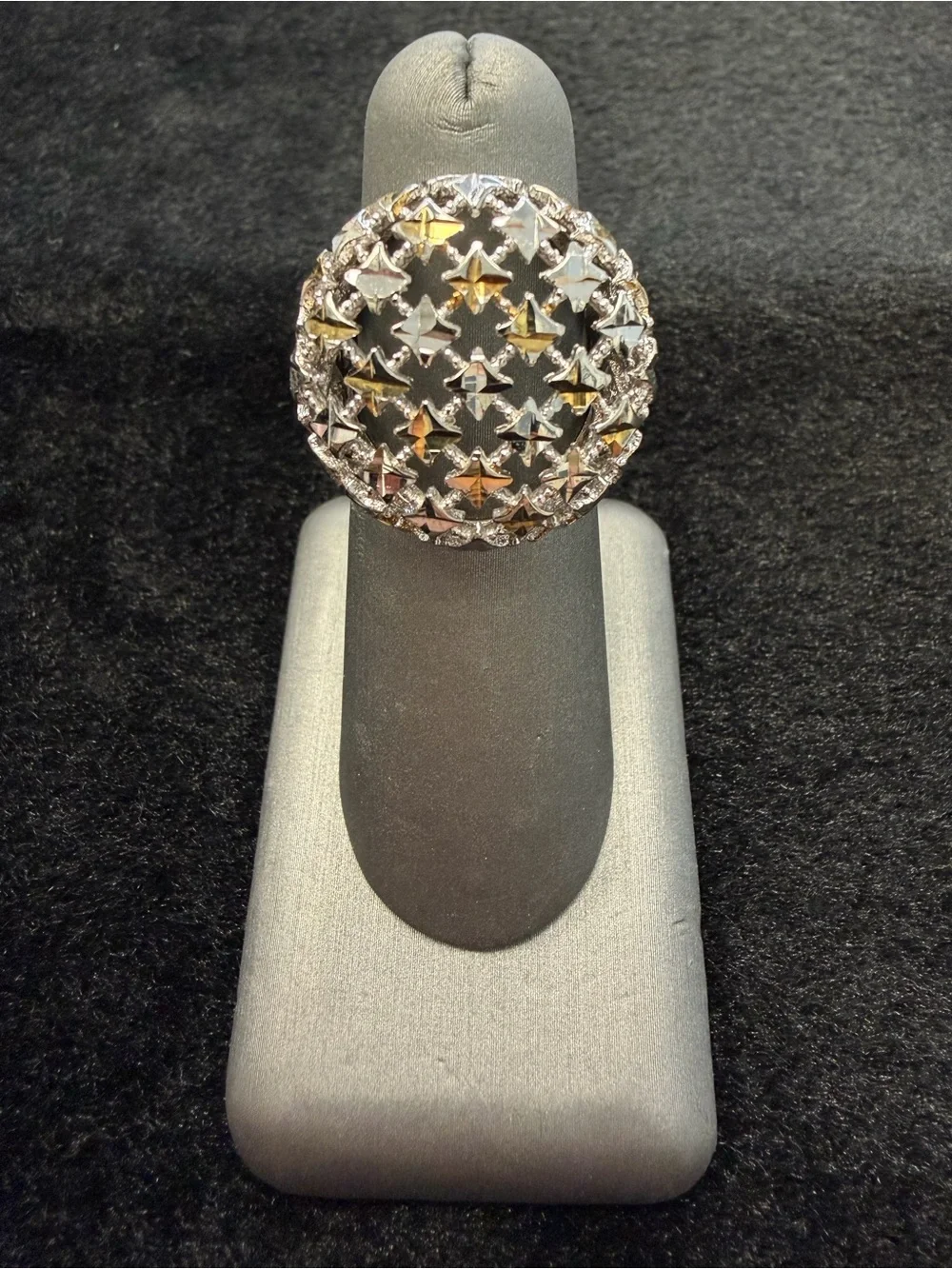 Sterling Silver w/ GP Accents Italian Made Dome Ring